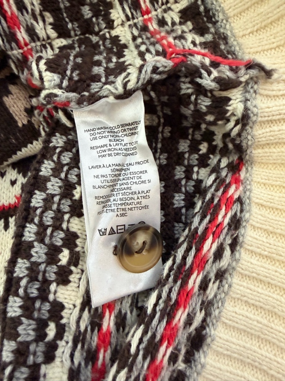 ANTHROPOLOGIE PILCRO Patchwork Cardigan Sweater Brown Fair Isle M - Picture 11 of 16